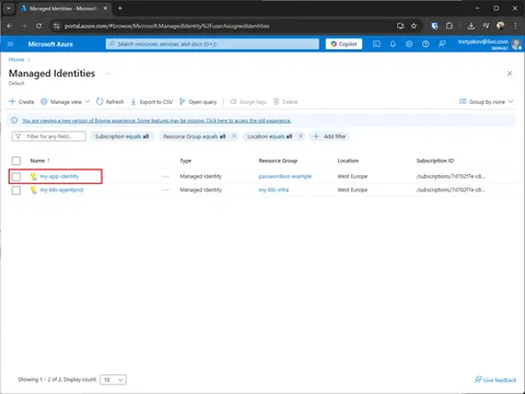 Find Managed Identities