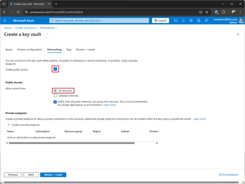 Key Vault networking