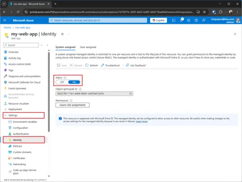 enable app service identity