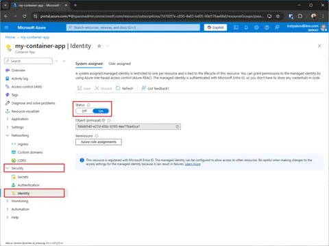 enable container instance identity
