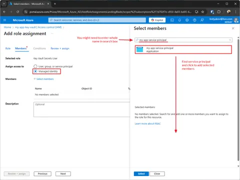 KeyVault add Service Principal